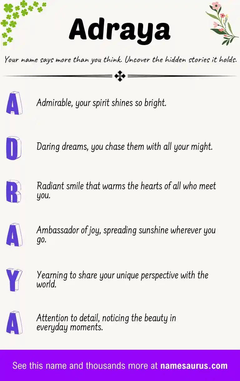 Acrostic poem about Adraya.