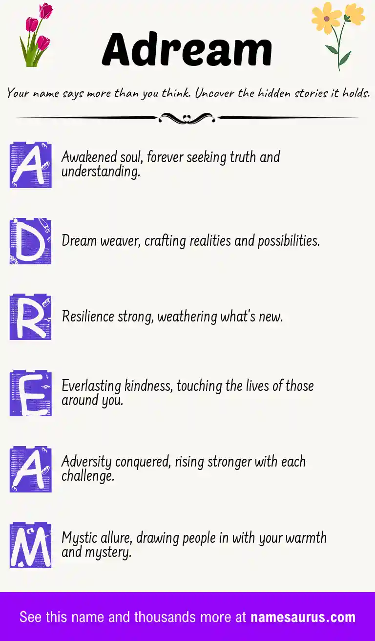 Acrostic poem about Adream.
