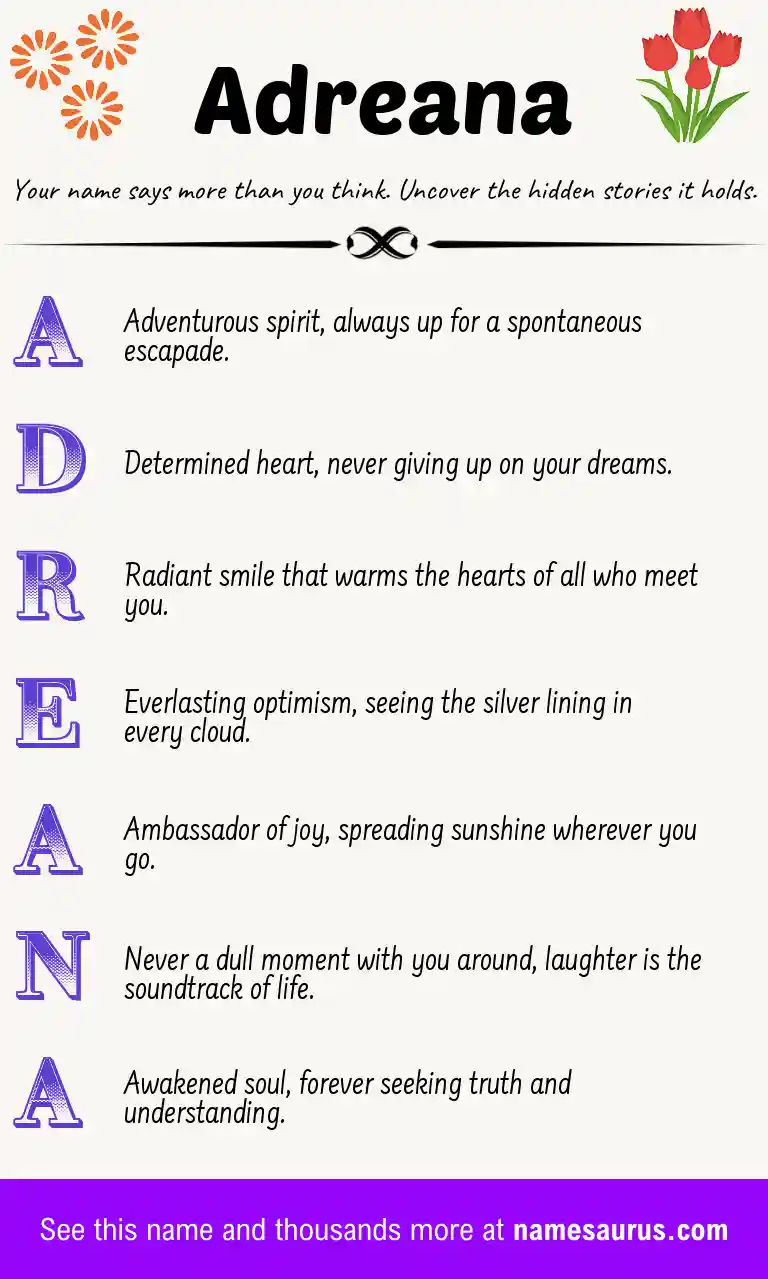 Acrostic poem about Adreana.