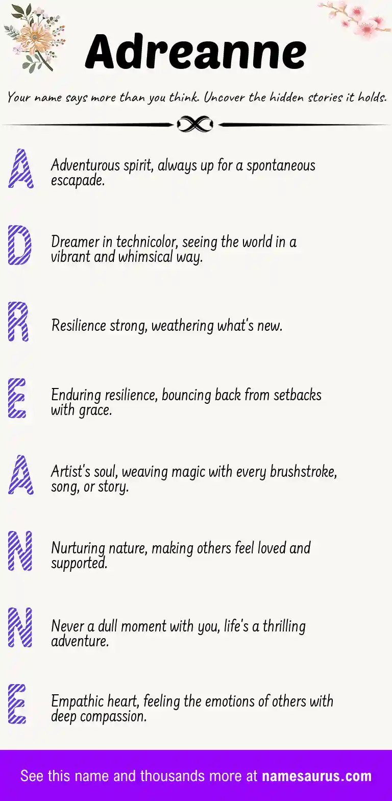 Acrostic poem about Adreanne.