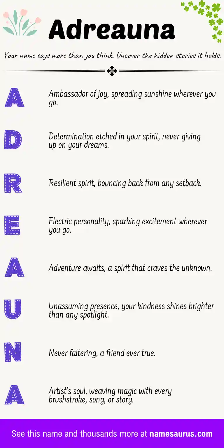 Acrostic poem about Adreauna.