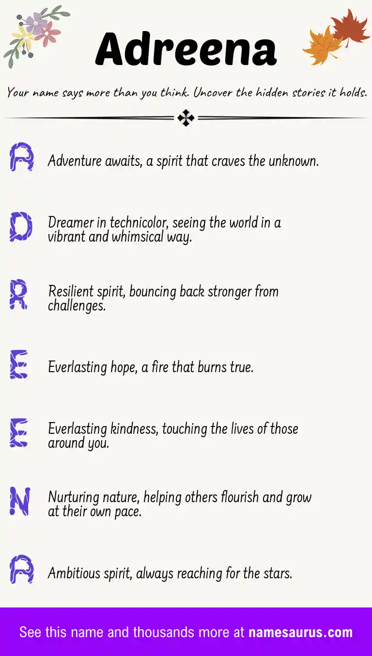 Acrostic poem about Adreena.