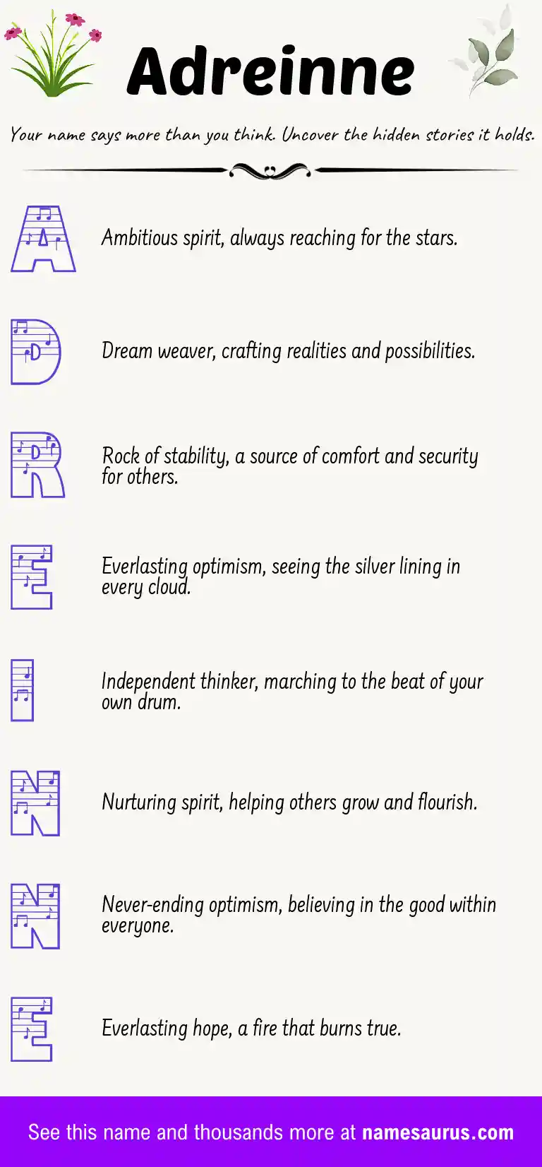 Acrostic poem about Adreinne.