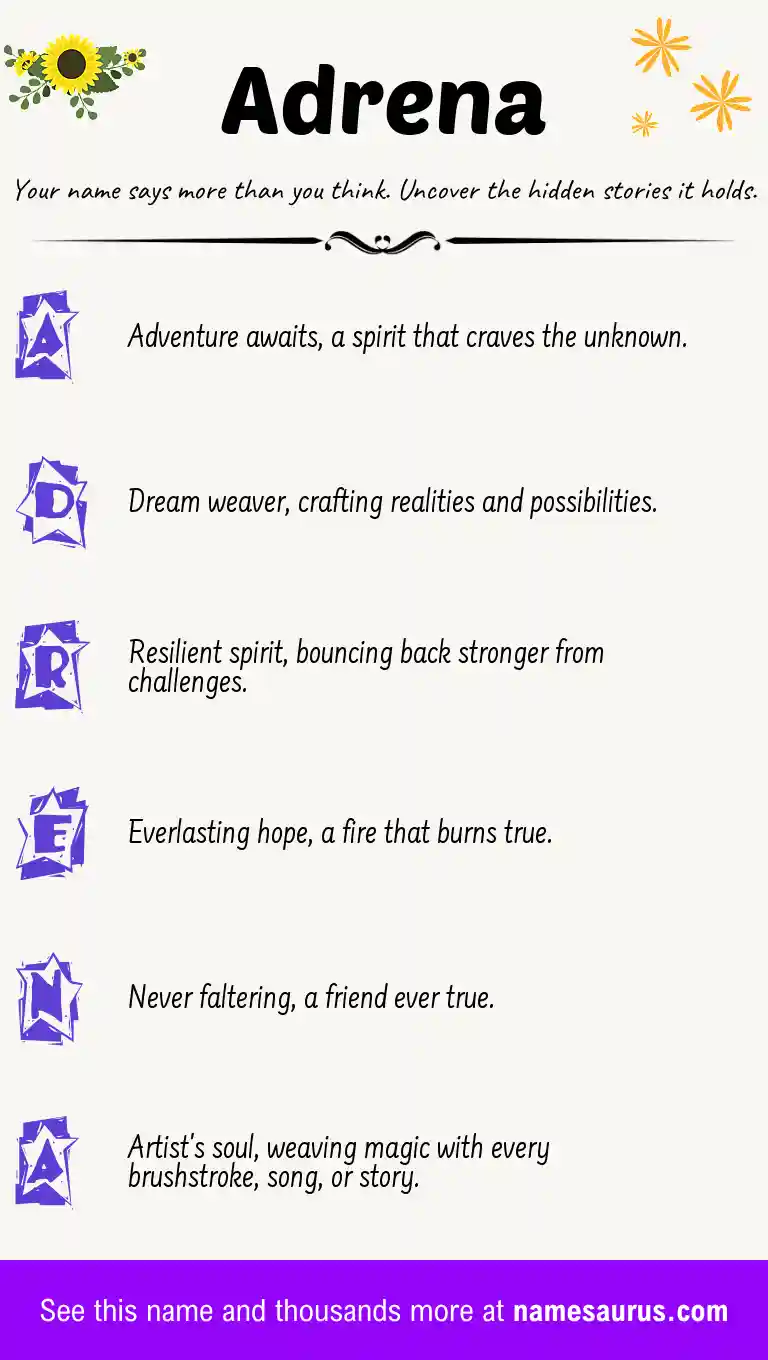 Acrostic poem about Adrena.