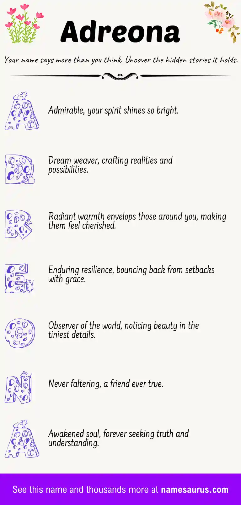Acrostic poem about Adreona.