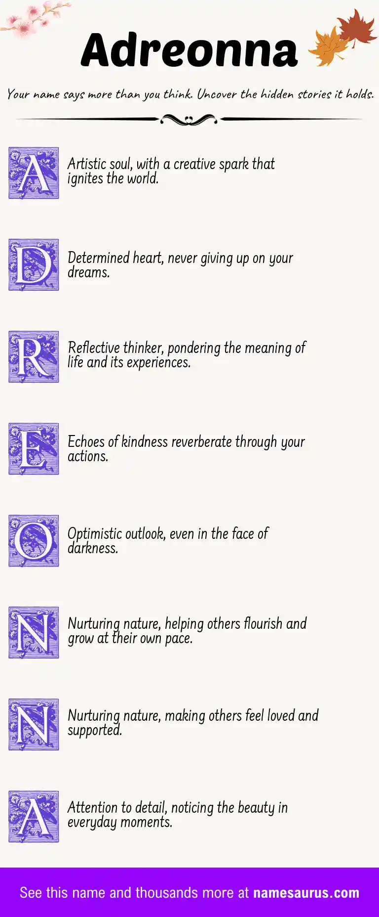 Acrostic poem about Adreonna.