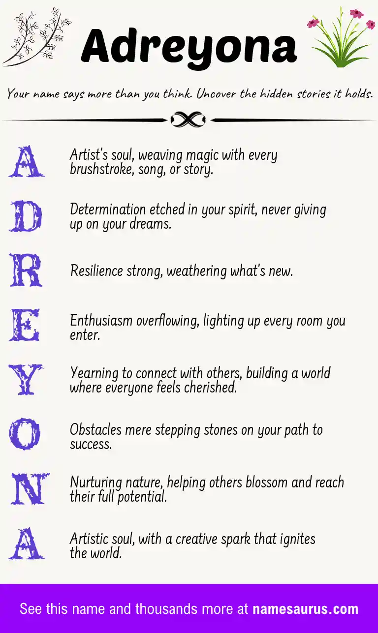 Acrostic poem about Adreyona.
