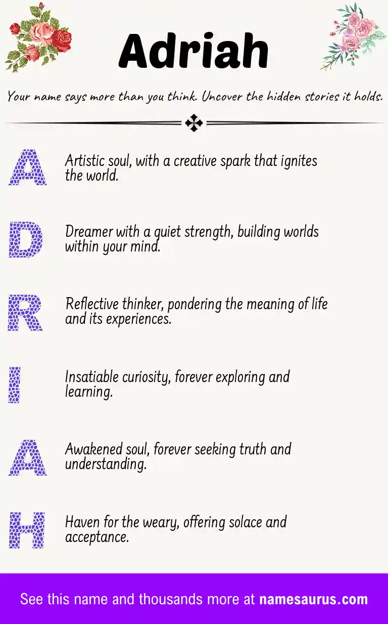 Acrostic poem about Adriah.