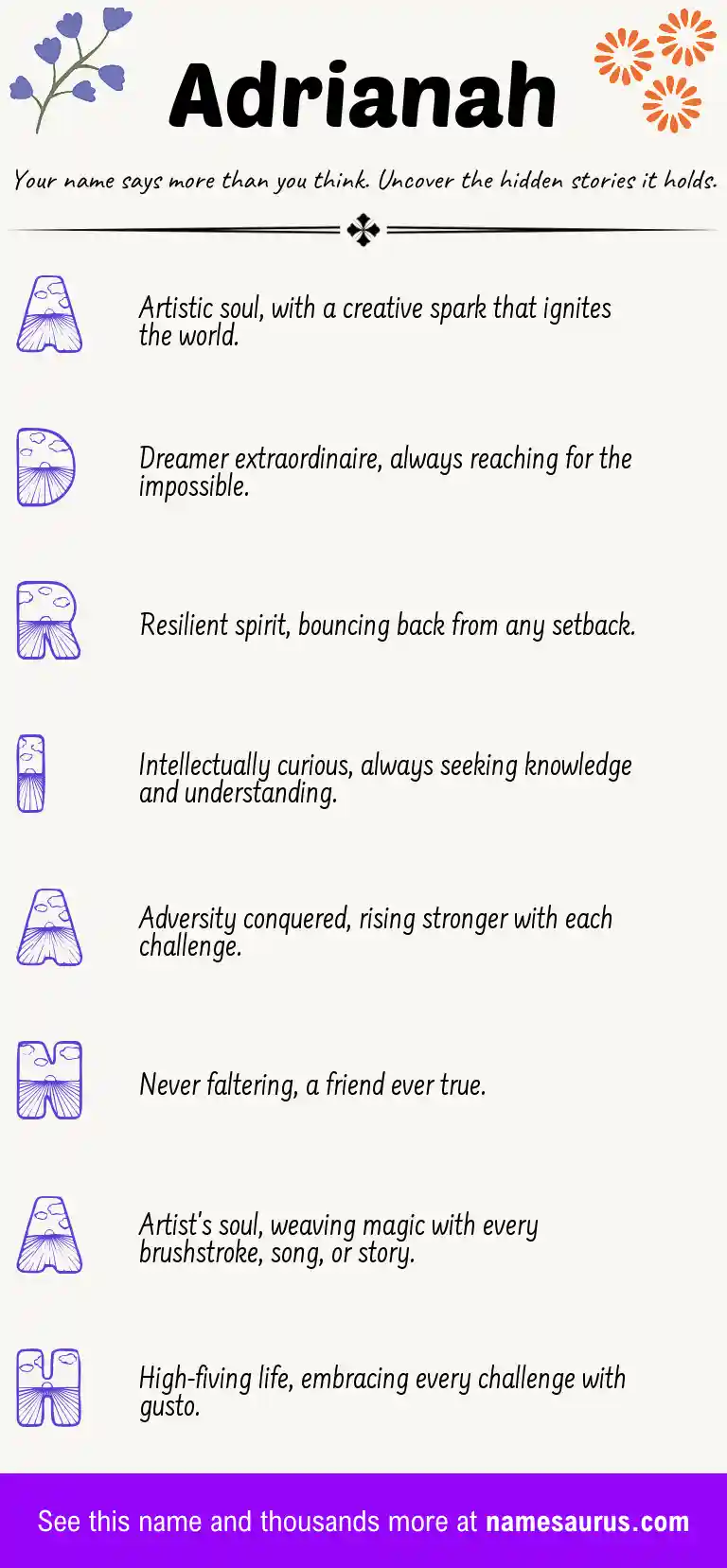 Acrostic poem about Adrianah.