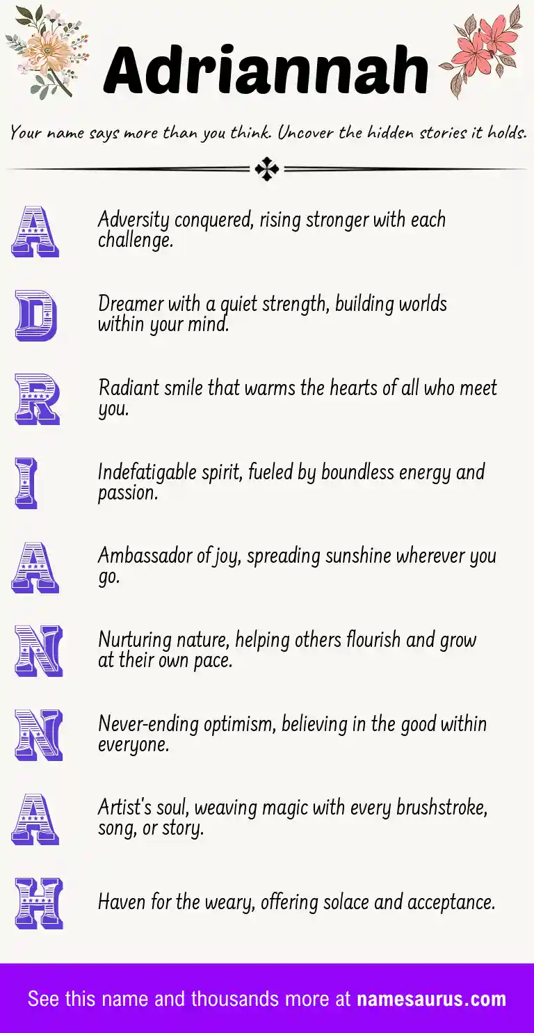 Acrostic poem about Adriannah.