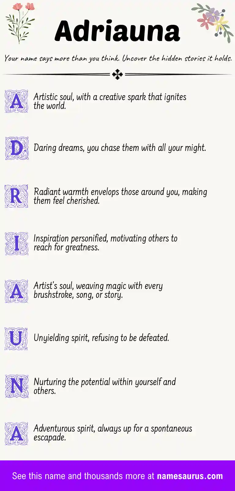 Acrostic poem about Adriauna.
