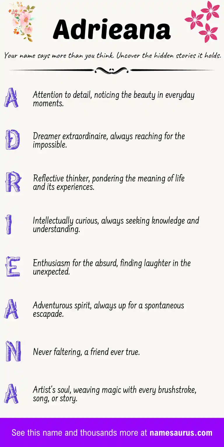 Acrostic poem about Adrieana.