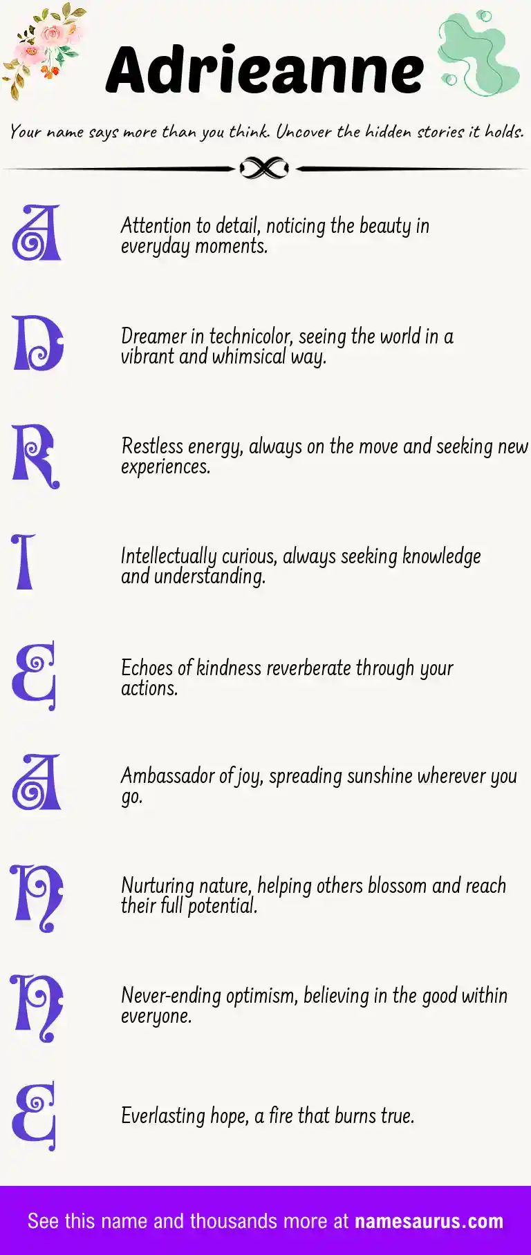 Acrostic poem about Adrieanne.