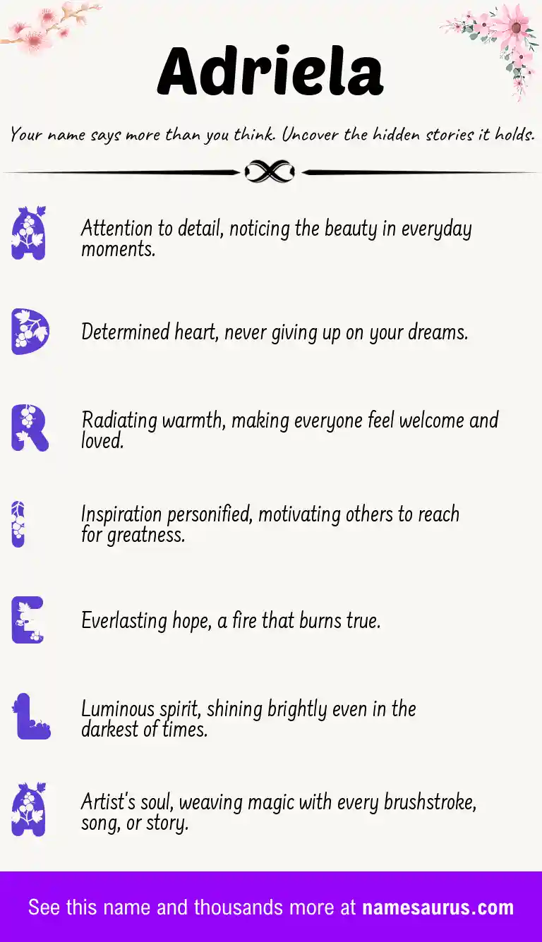 Acrostic poem about Adriela.