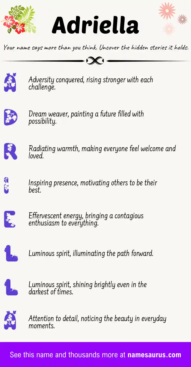 Acrostic poem about Adriella.