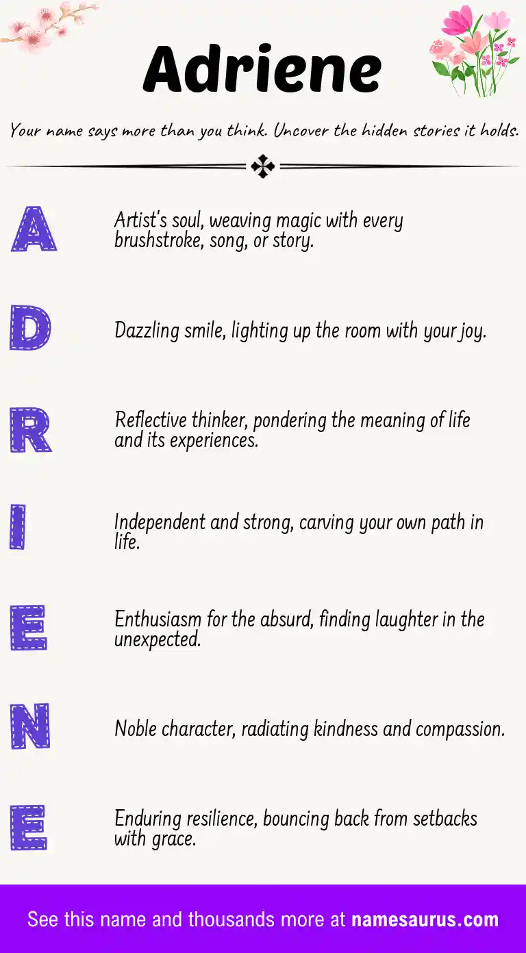Acrostic poem about Adriene.