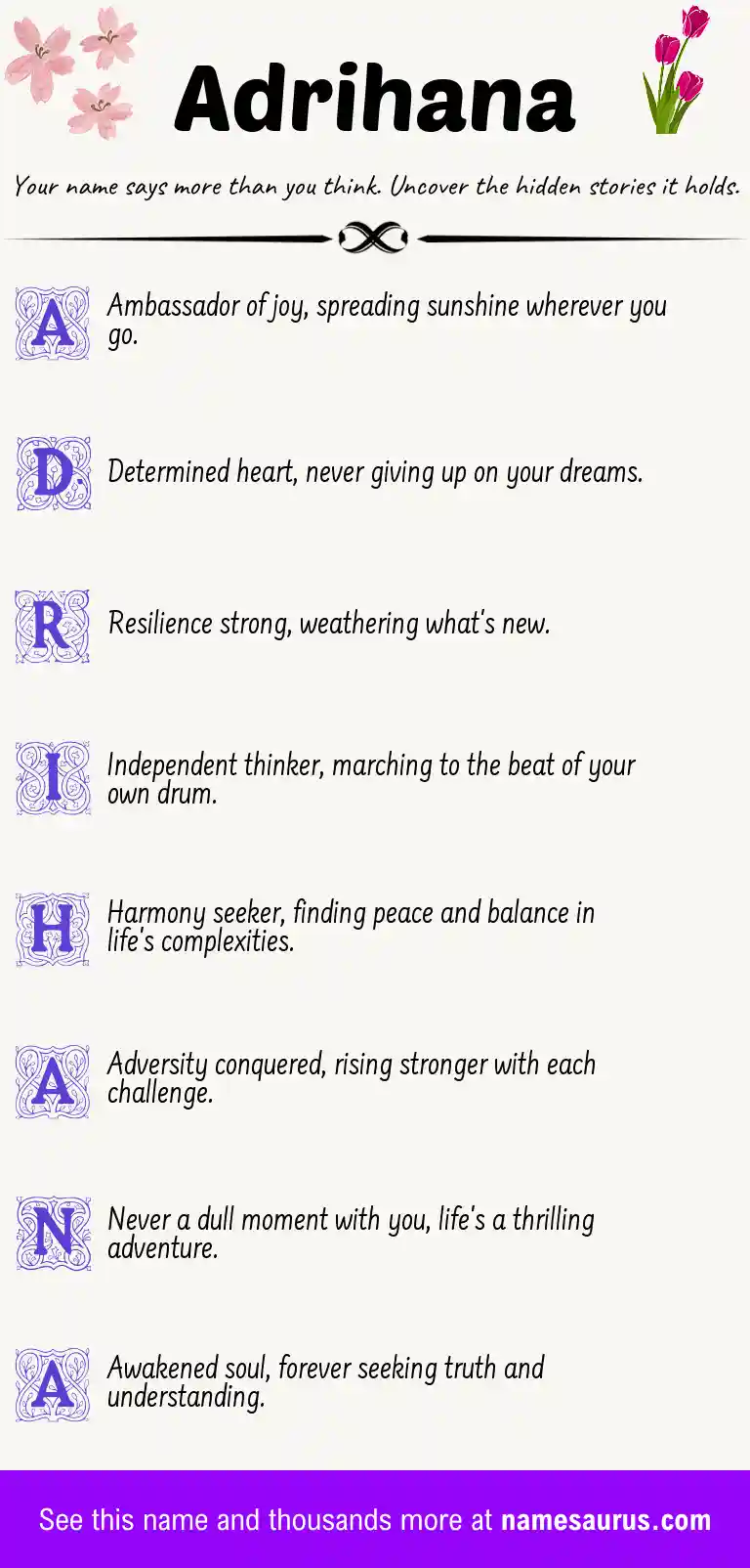 Acrostic poem about Adrihana.