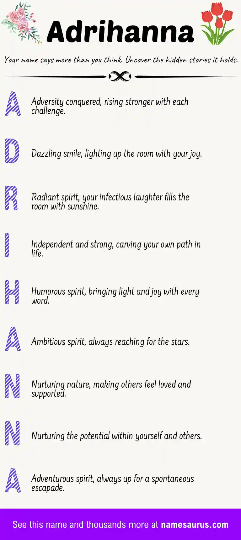 Acrostic poem about Adrihanna.