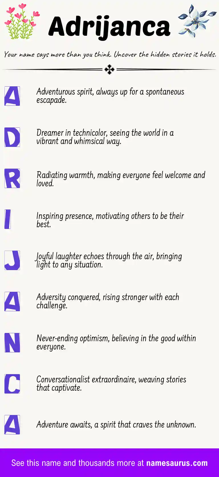 Acrostic poem about Adrijanca.
