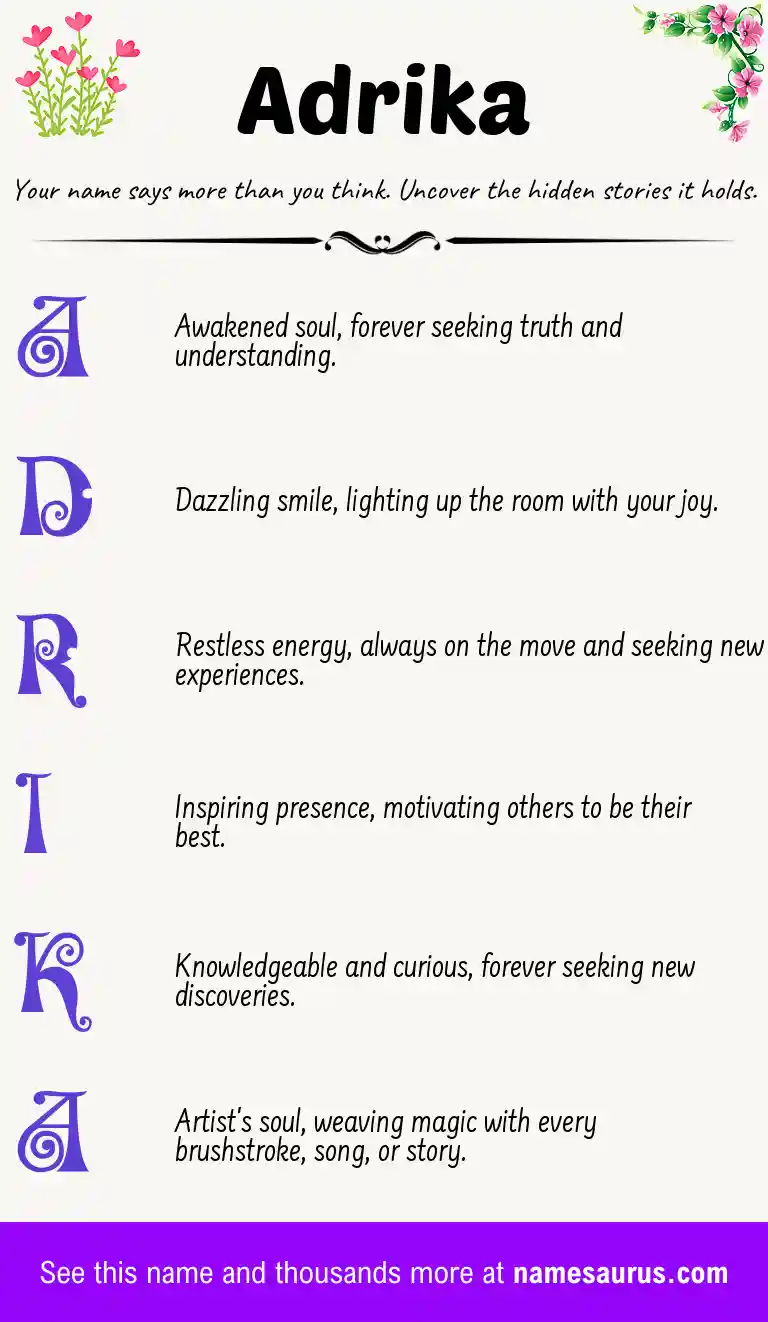 Acrostic poem about Adrika.