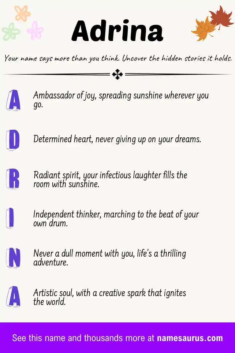 Acrostic poem about Adrina.