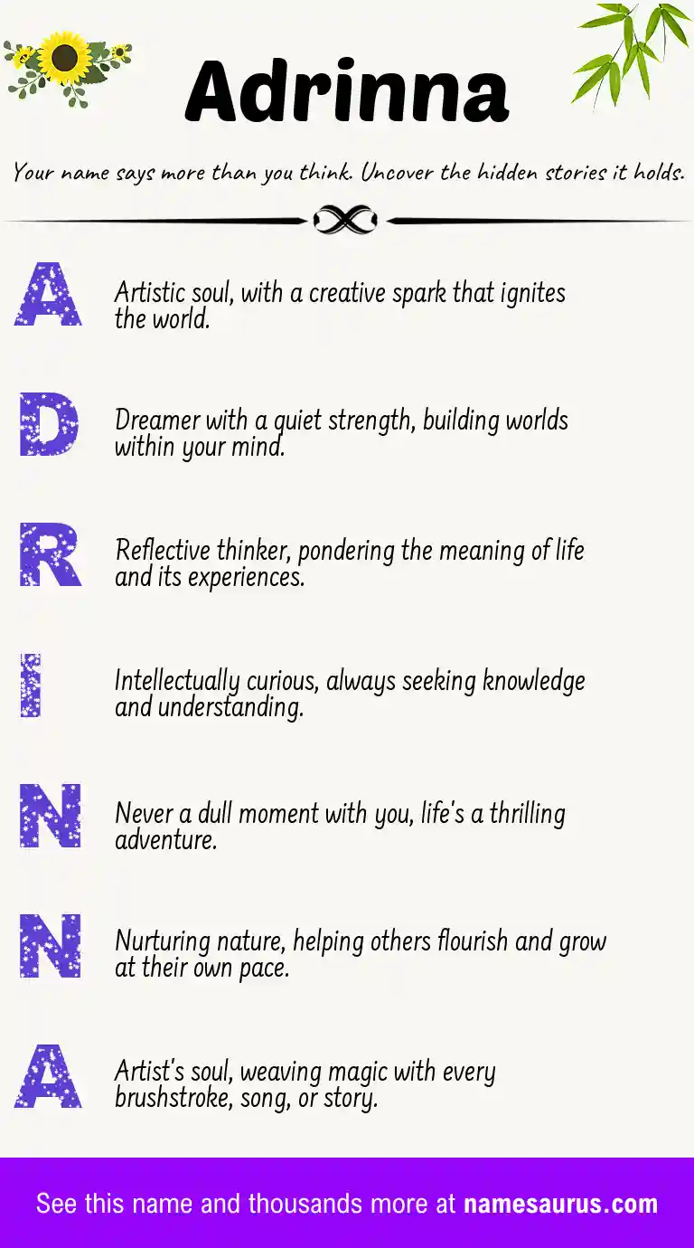Acrostic poem about Adrinna.