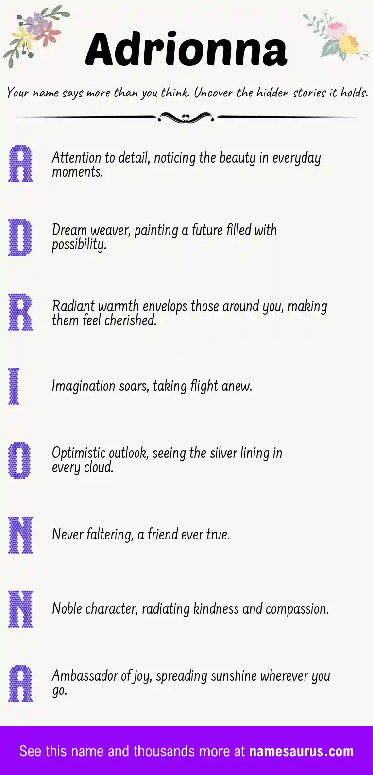 Acrostic poem about Adrionna.