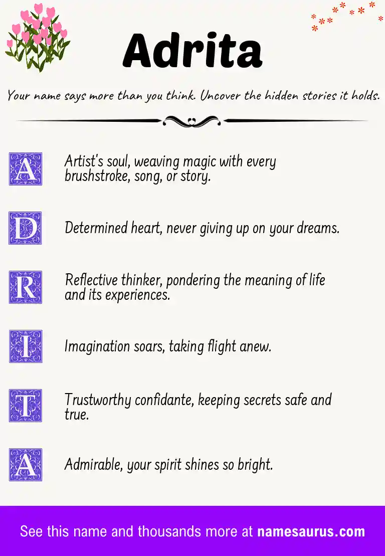 Acrostic poem about Adrita.