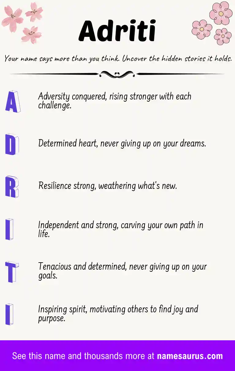 Acrostic poem about Adriti.