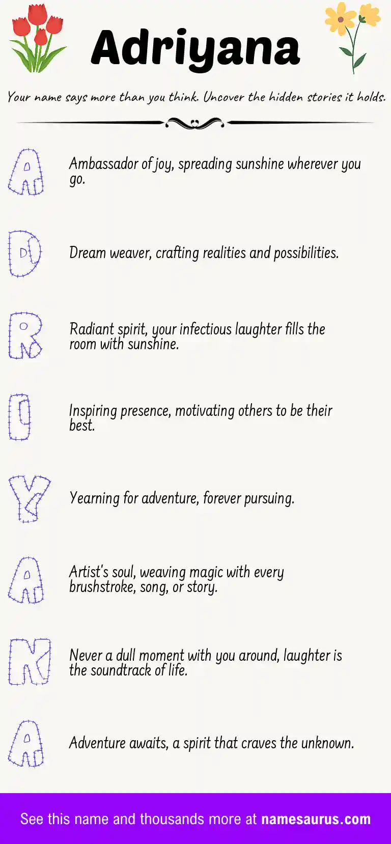 Acrostic poem about Adriyana.