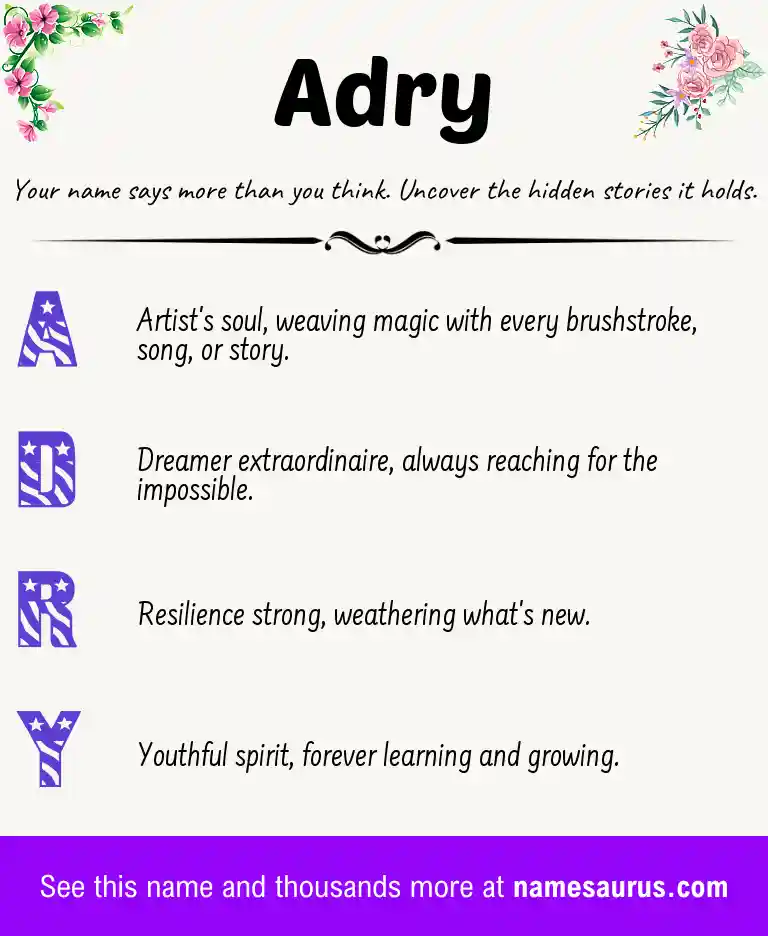 Acrostic poem about Adry.