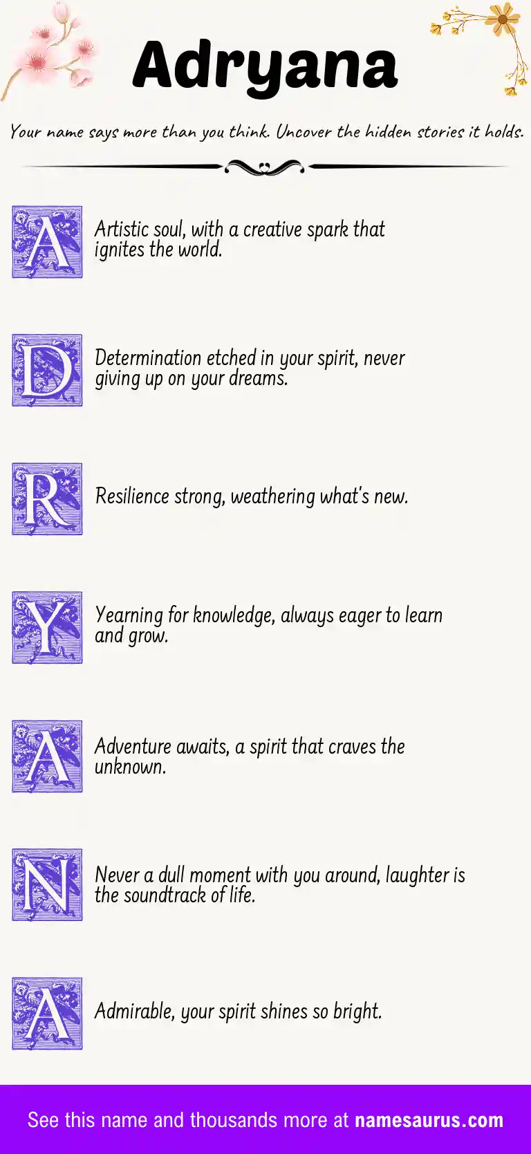 Acrostic poem about Adryana.