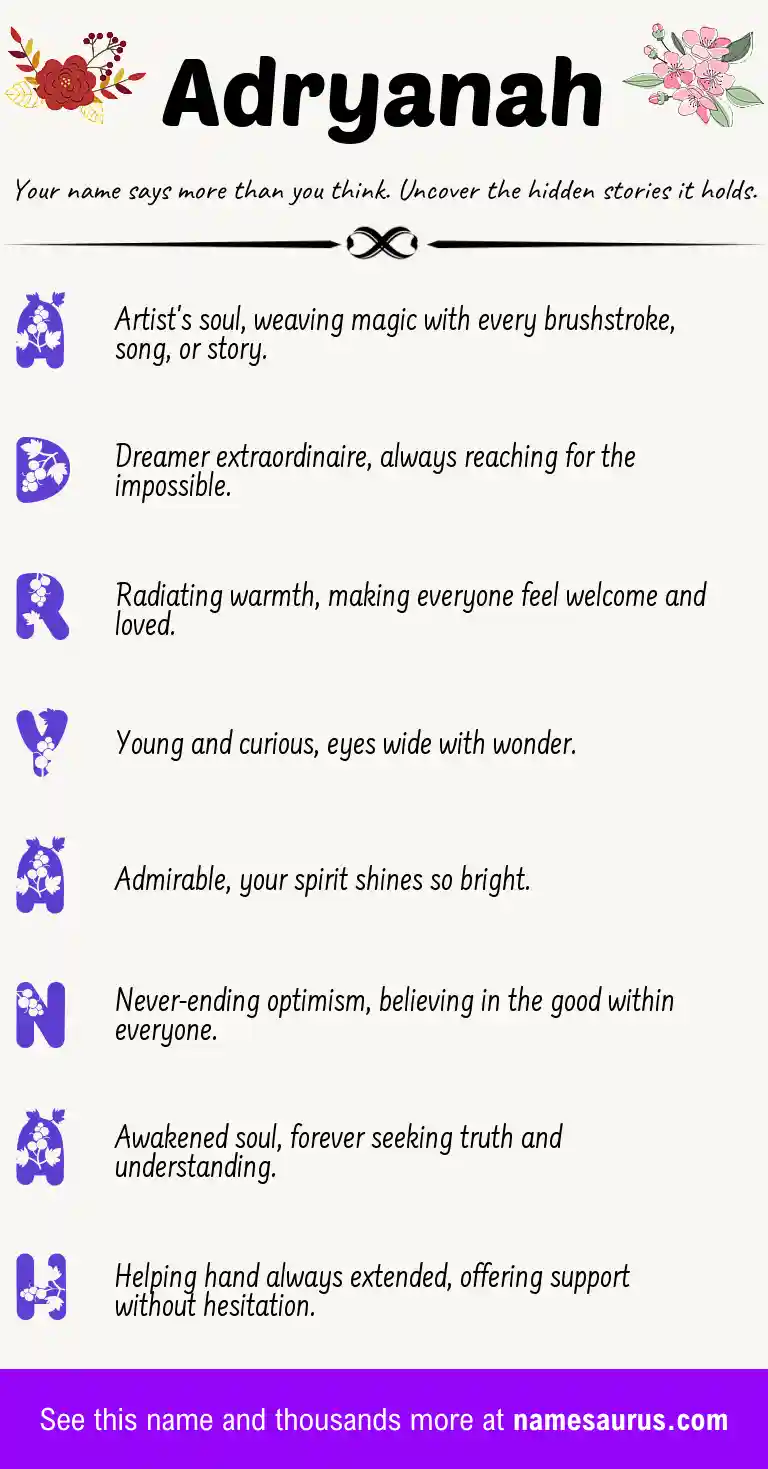 Acrostic poem about Adryanah.