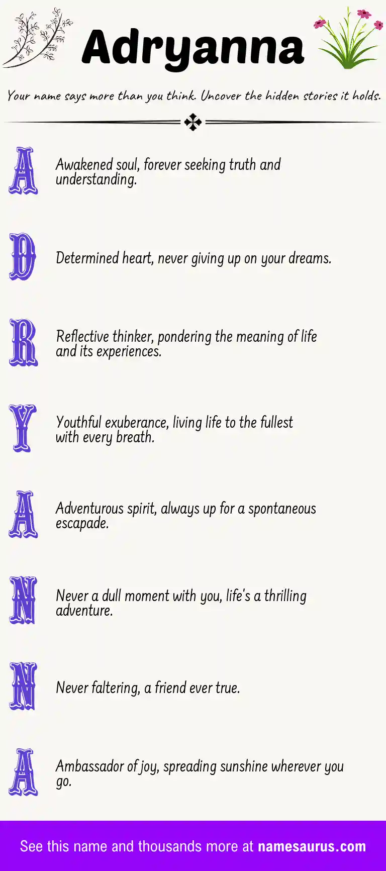Acrostic poem about Adryanna.