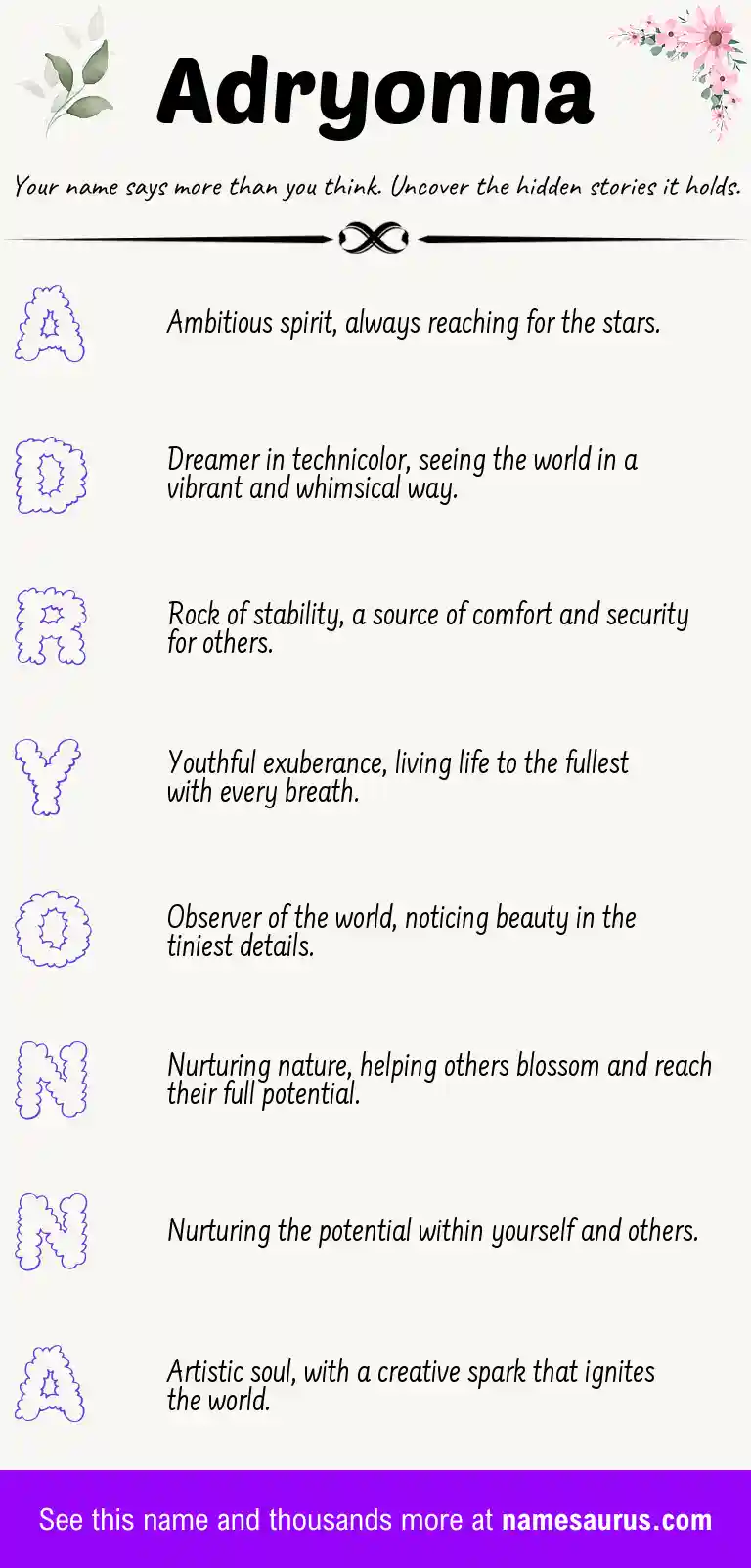 Acrostic poem about Adryonna.