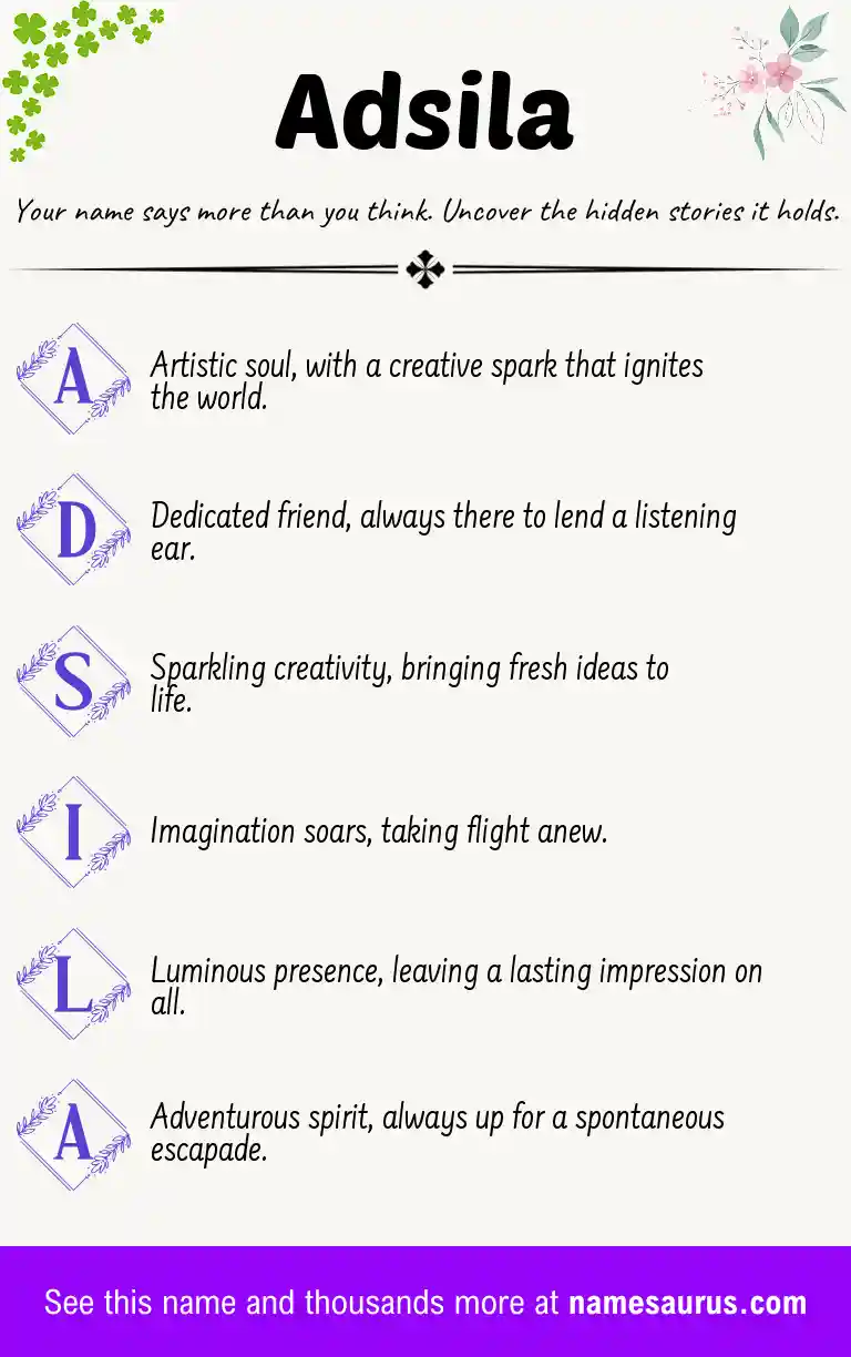 Acrostic poem about Adsila.