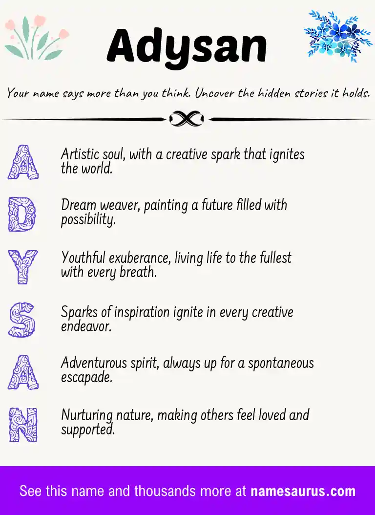 Acrostic poem about Adysan.