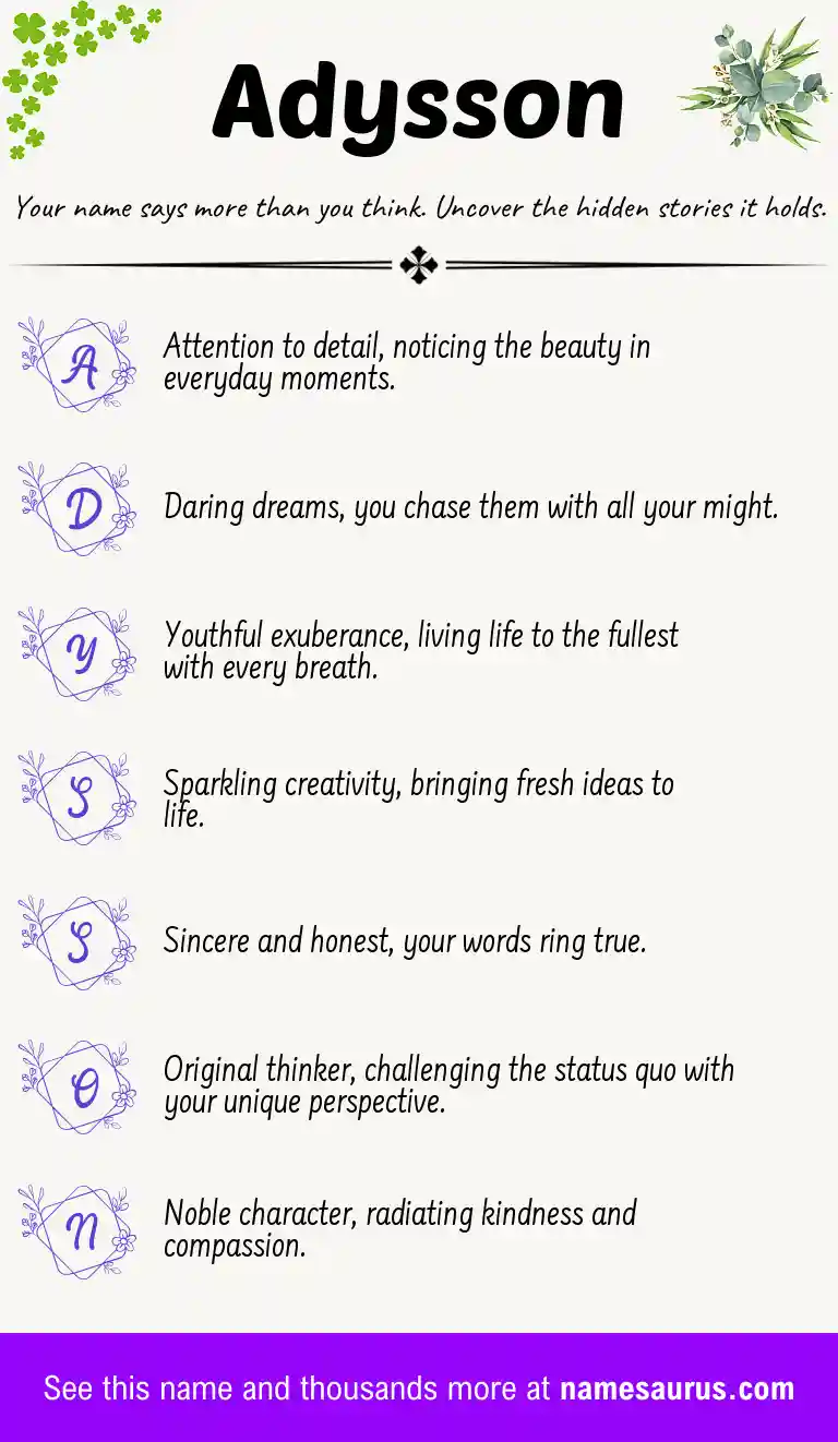 Acrostic poem about Adysson.