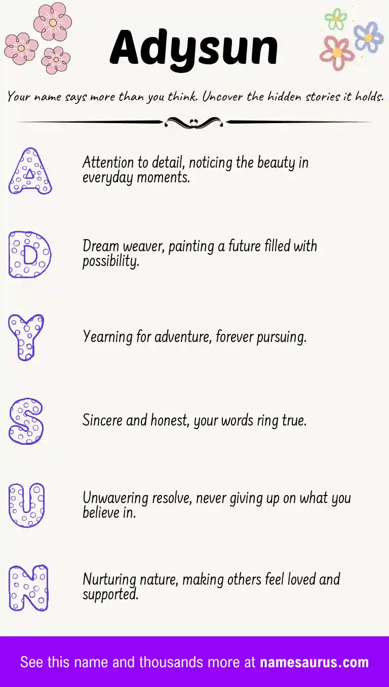 Acrostic poem about Adysun.