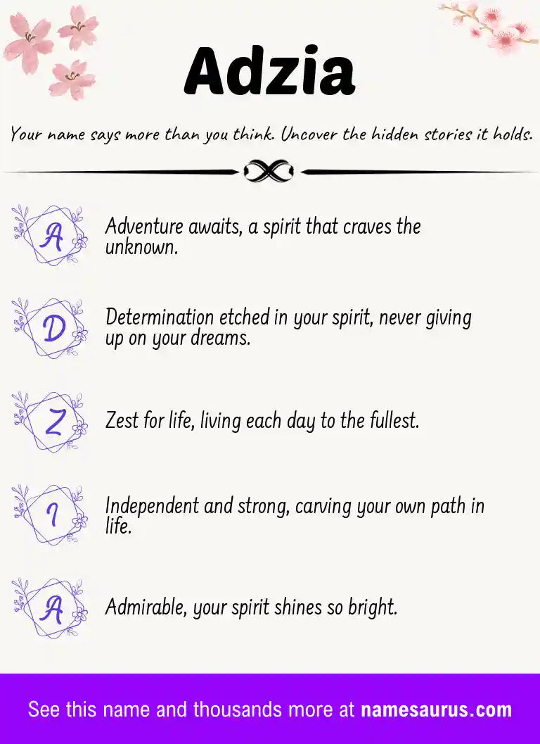 Acrostic poem about Adzia.