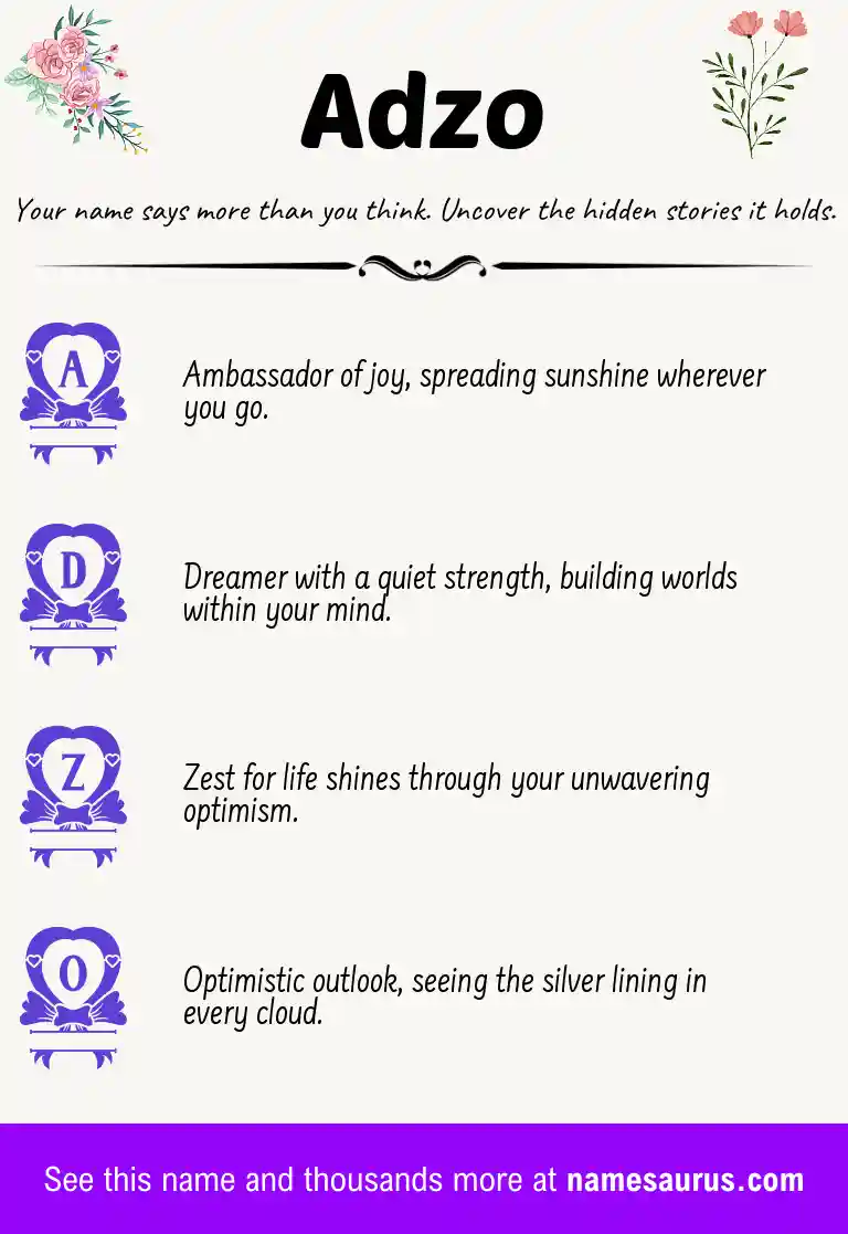 Acrostic poem about Adzo.