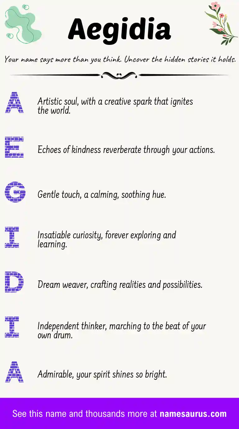 Acrostic poem about Aegidia.