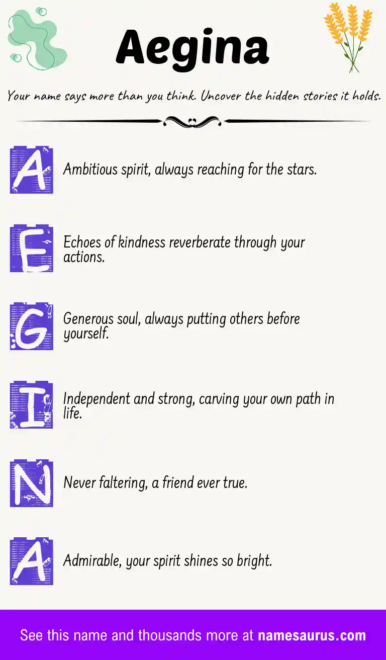 Acrostic poem about Aegina.