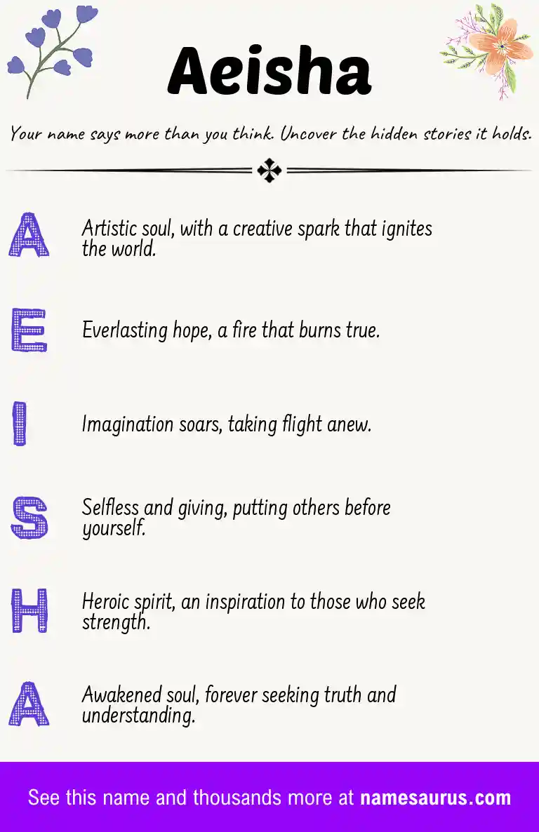 Acrostic poem about Aeisha.