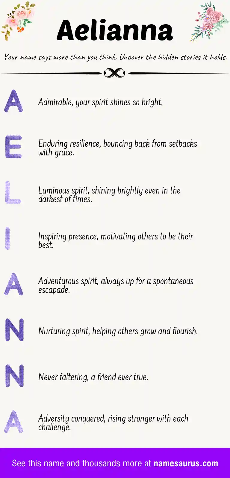 Acrostic poem about Aelianna.