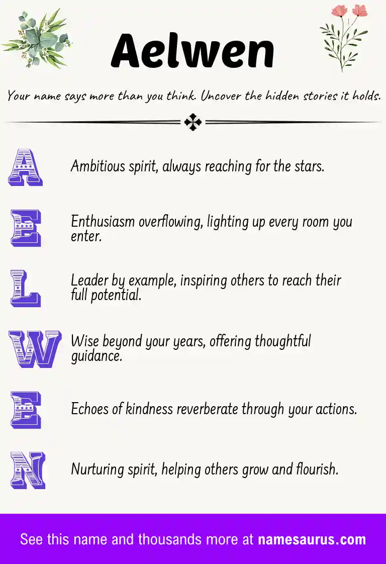 Acrostic poem about Aelwen.