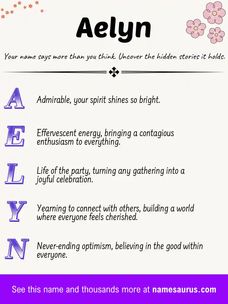 Acrostic poem about Aelyn.