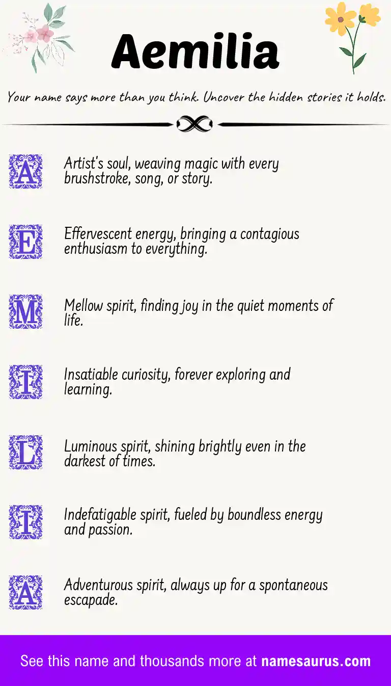 Acrostic poem about Aemilia.