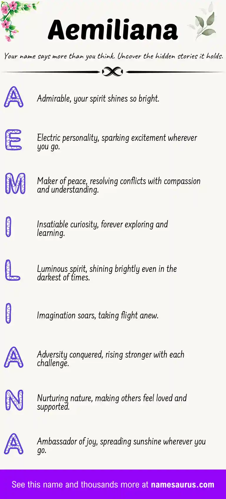 Acrostic poem about Aemiliana.