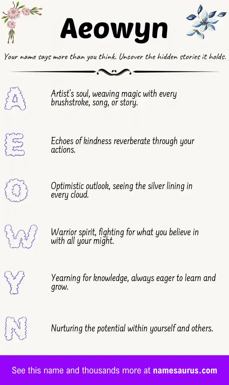 Acrostic poem about Aeowyn.